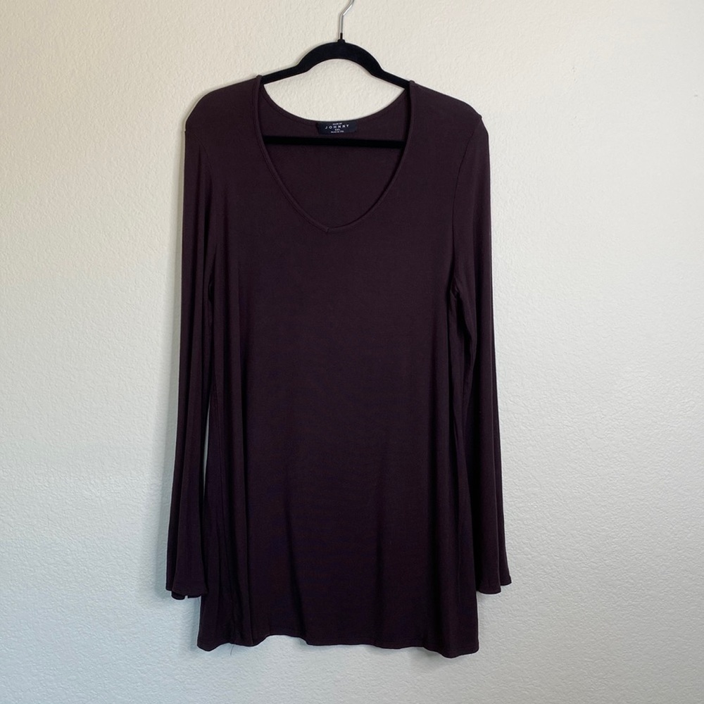 Made by Johnny flutter sleeve v-neck top brown XXL
